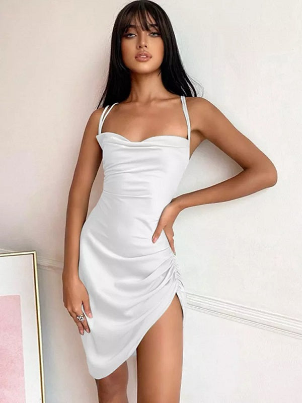 Solid Casual Hollow Out Bodycon Backless Dress