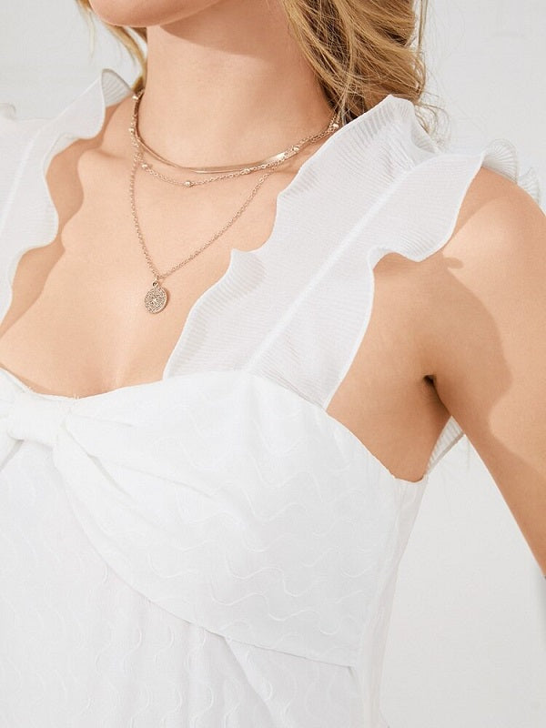 Solid Color Backless Sleeveless Square Collar Casual Dress