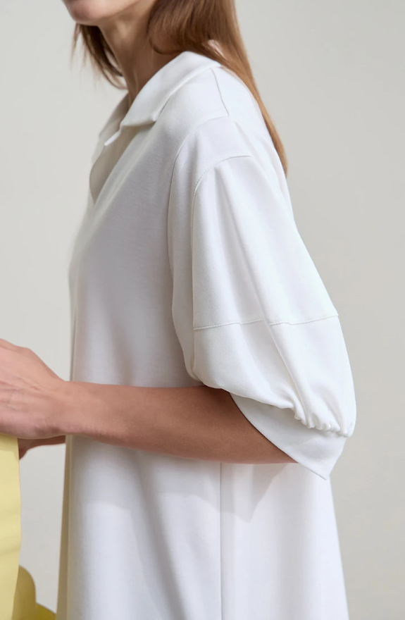 Solid Color Loose Lantern Sleeve V Neck Knit Stretch Comfort Minimalism Casual Dress