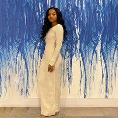 Solid Color Slim Long Sleeve Knitted Dress