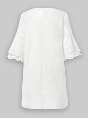 Solid Lace Ruffle V-neck Half Sleeve V-neck Casual Dress