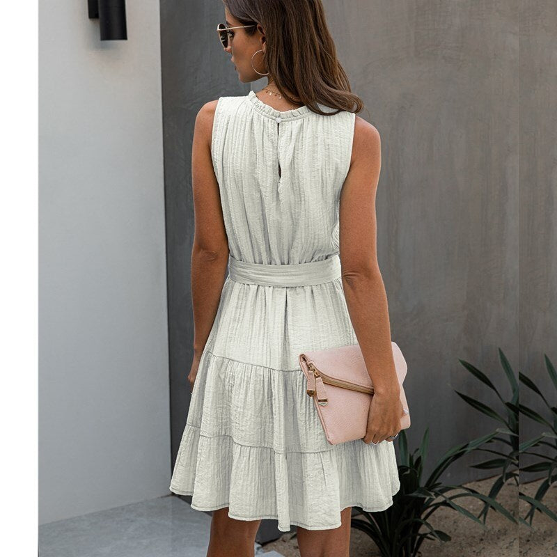 Casual Solid Sleeveless High Street Mini Dress