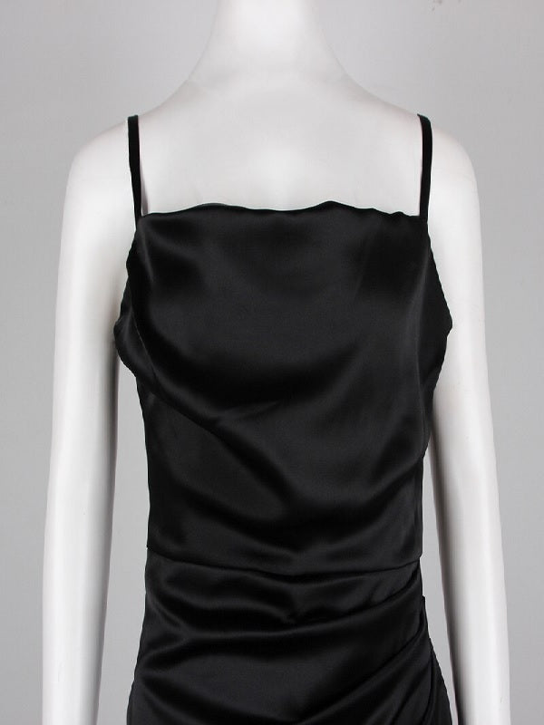 Casual Spaghetti Strap Asymmetric Split Party Mid-Calf Dress