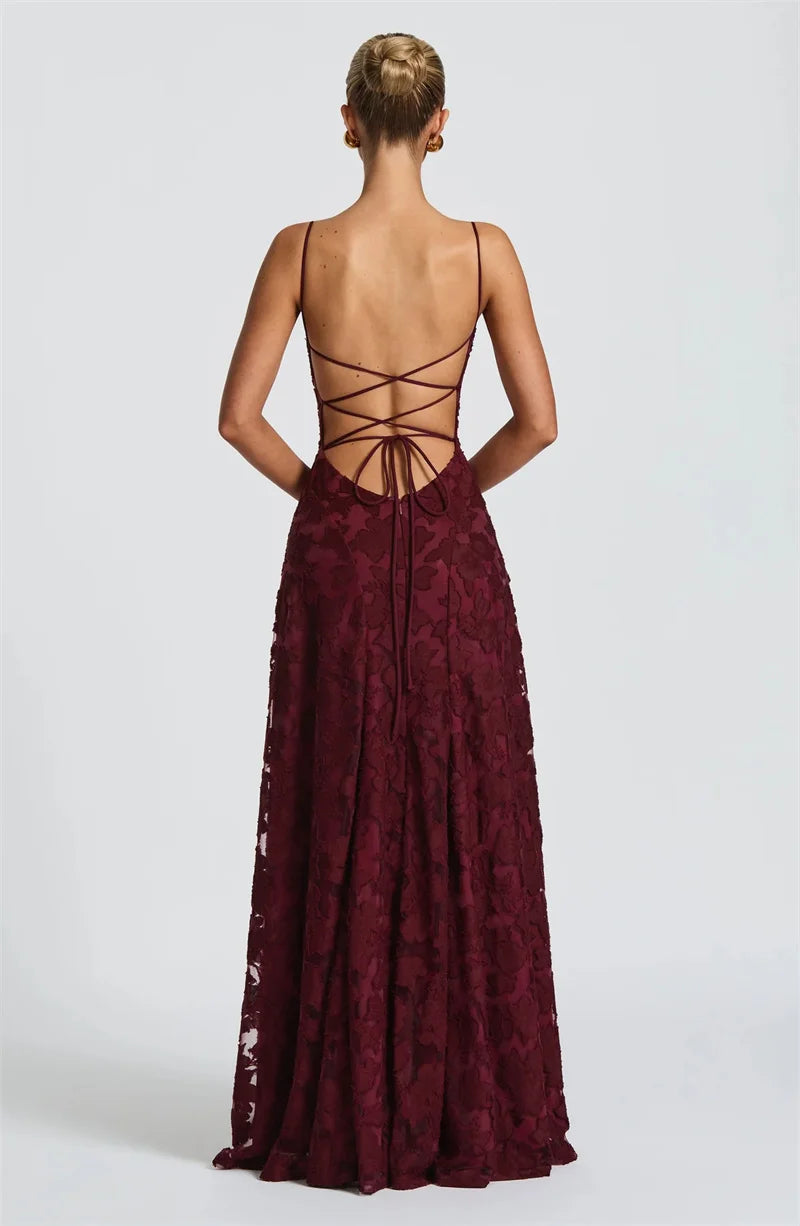 Spaghetti Strap Backless Off-shoulder Sleeveless Lace-up Evening Club Party Dress