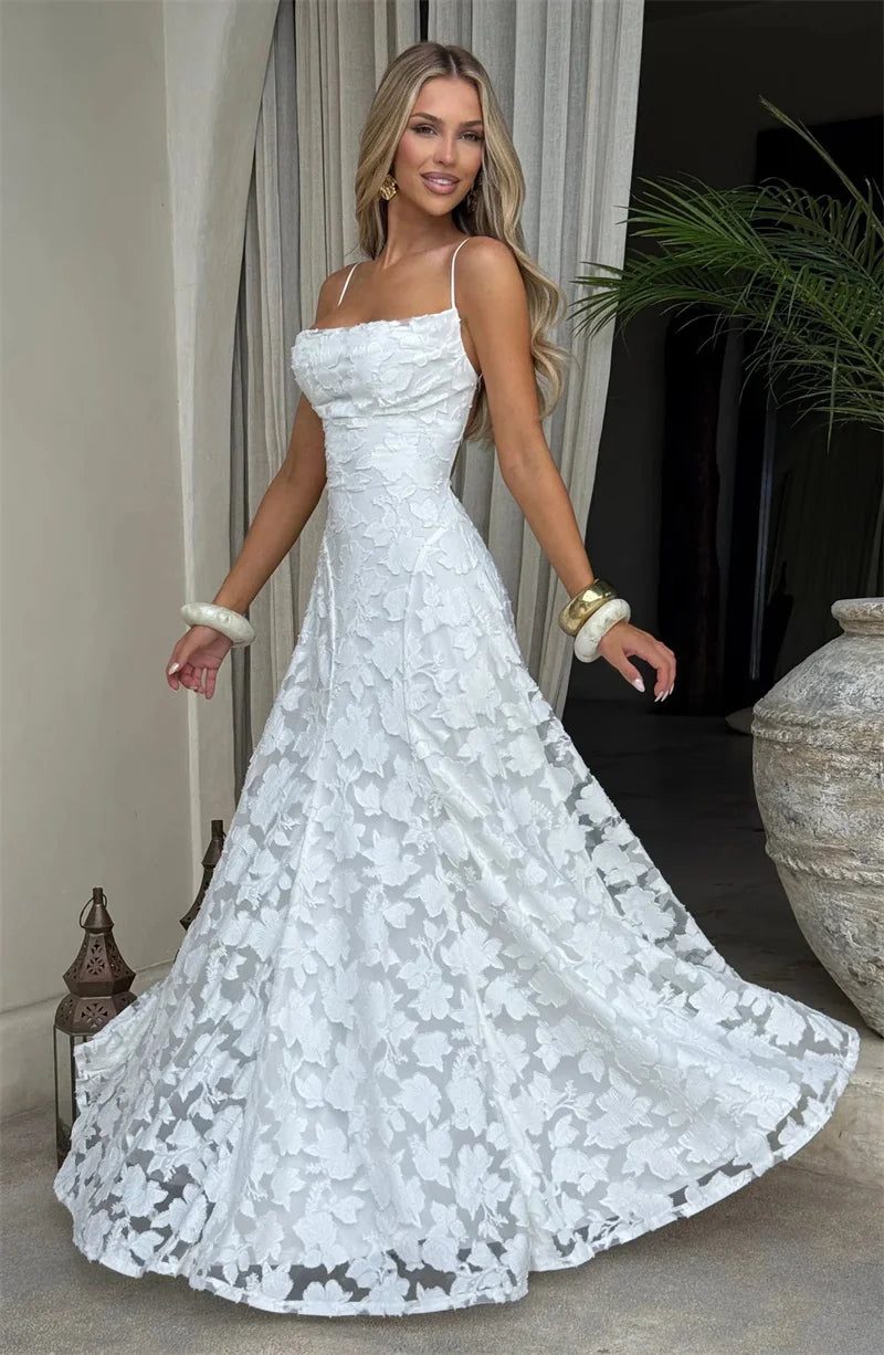 Spaghetti Strap Backless Off-shoulder Sleeveless Lace-up Evening Club Party Dress