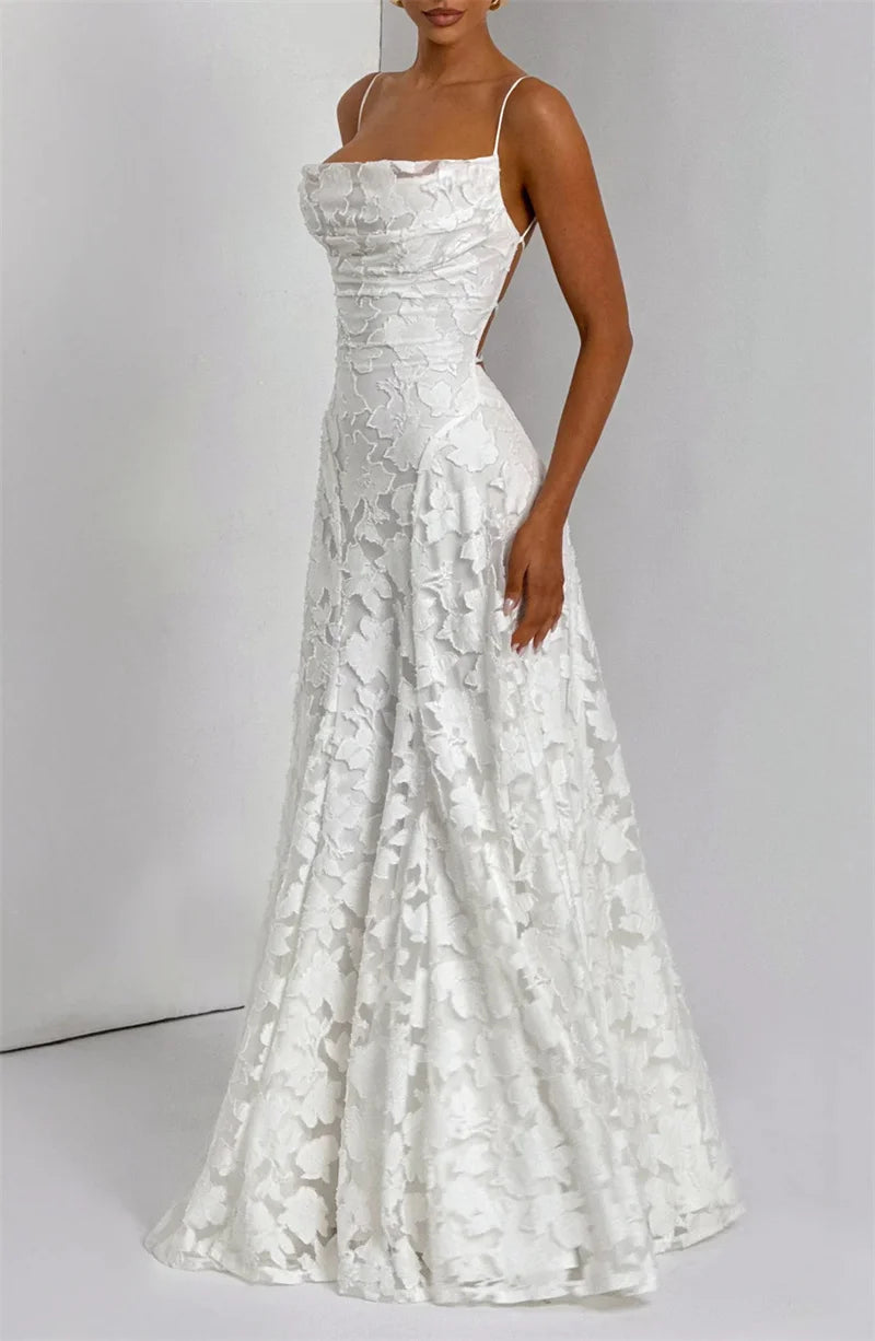 Spaghetti Strap Backless Off-shoulder Sleeveless Lace-up Evening Club Party Dress