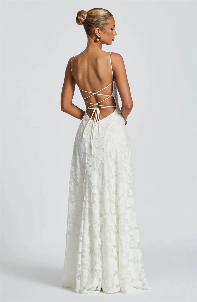 Spaghetti Strap Backless Off-shoulder Sleeveless Lace-up Evening Club Party Dress