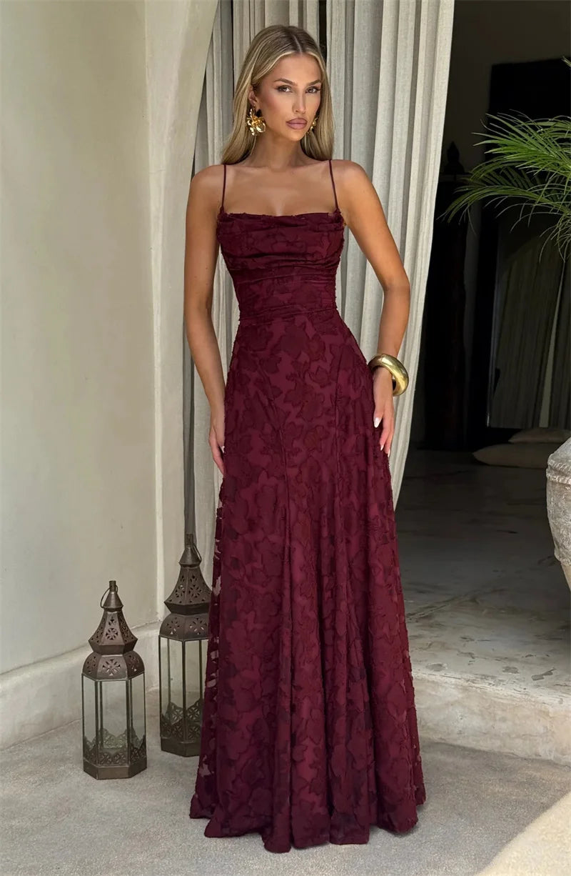 Spaghetti Strap Backless Off-shoulder Sleeveless Lace-up Evening Club Party Dress