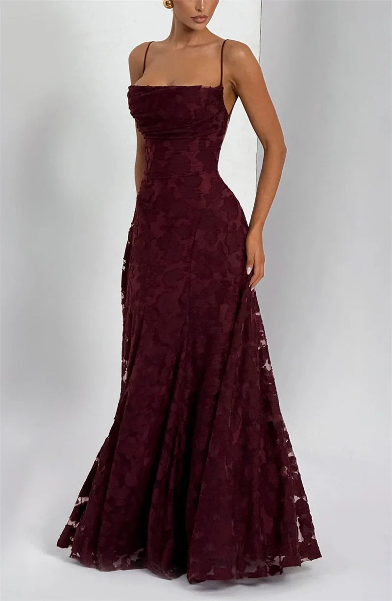 Spaghetti Strap Backless Off-shoulder Sleeveless Lace-up Evening Club Party Dress