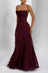 Spaghetti Strap Backless Off-shoulder Sleeveless Lace-up Evening Club Party Dress