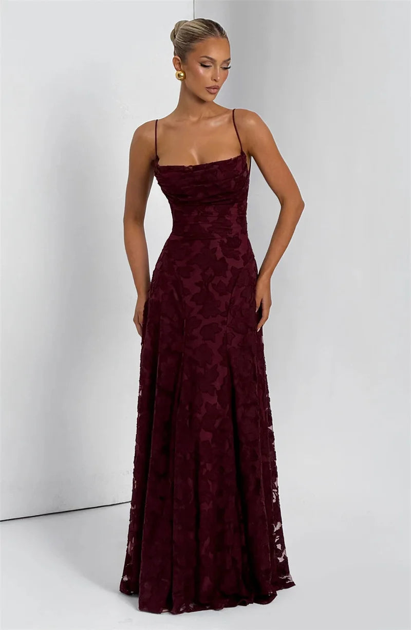 Spaghetti Strap Backless Off-shoulder Sleeveless Lace-up Evening Club Party Dress