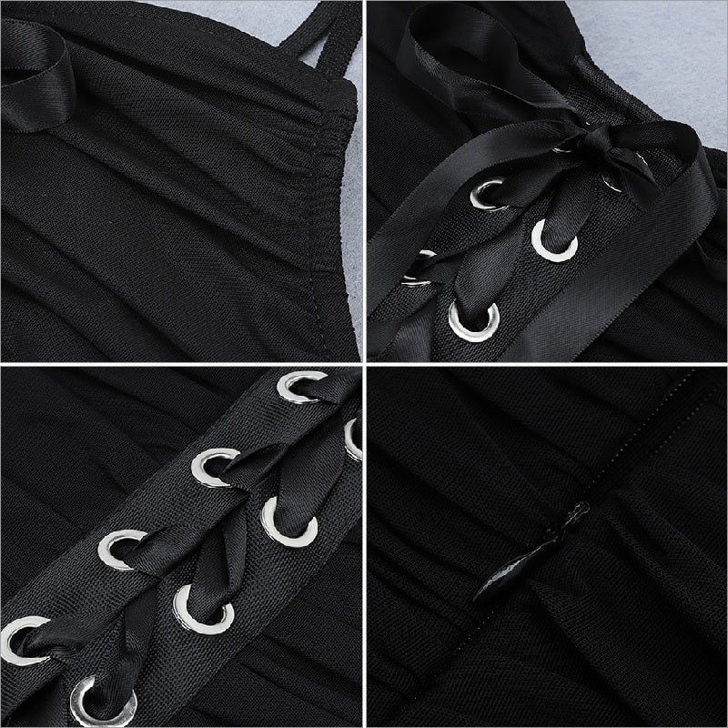 Elegant Spaghetti Strap Club Lace Up Bandage Mini Dress