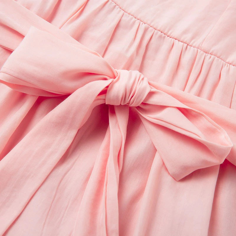 Spaghetti Strap Lace Up Bow Casual Party Dress