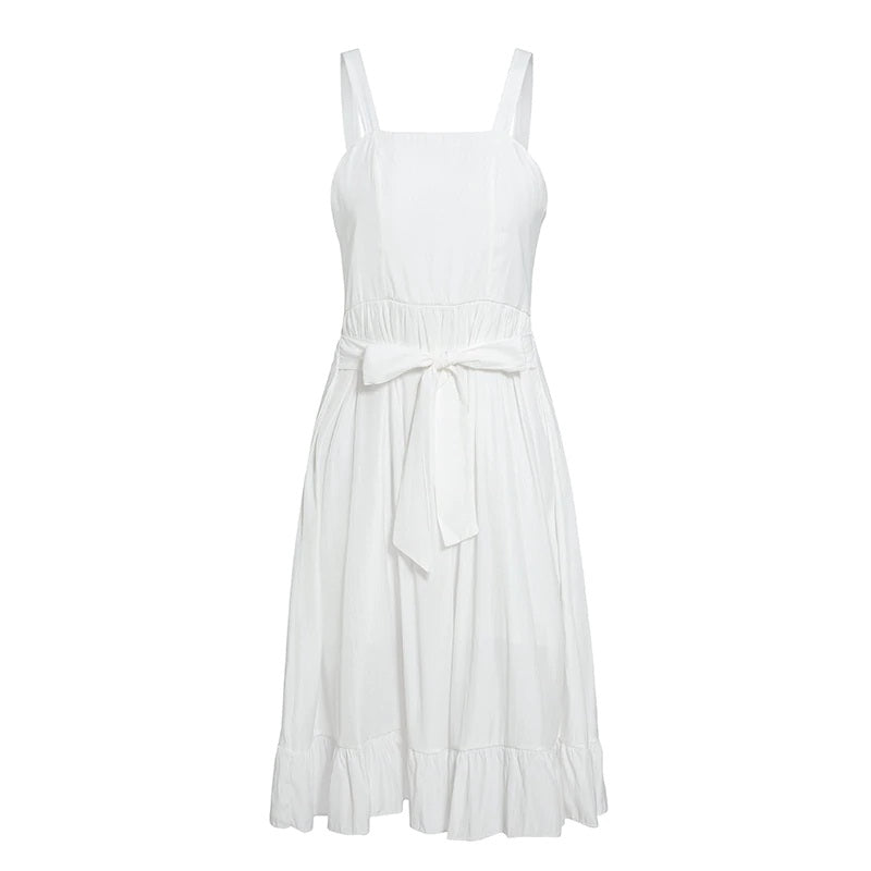 Spaghetti Strap Lace Up Bow Casual Party Dress