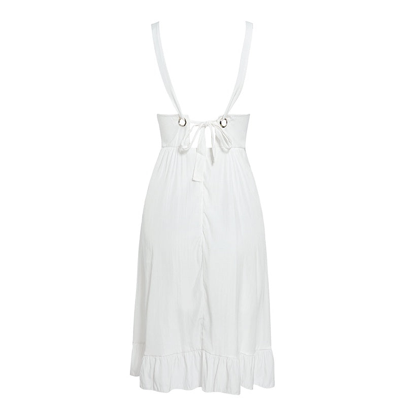 Spaghetti Strap Lace Up Bow Casual Party Dress