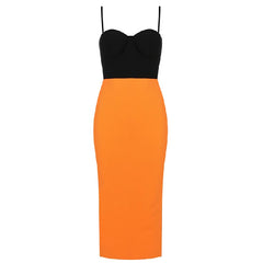 Spaghetti Strap Patchwork Bandage Dress