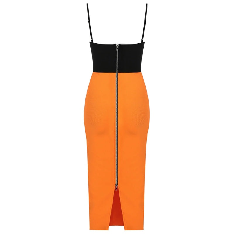 Spaghetti Strap Patchwork Bandage Dress