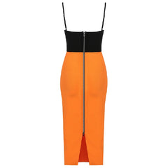 Spaghetti Strap Patchwork Bandage Dress