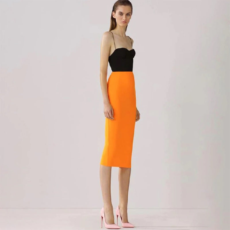 Spaghetti Strap Patchwork Bandage Dress