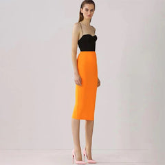 Spaghetti Strap Patchwork Bandage Dress