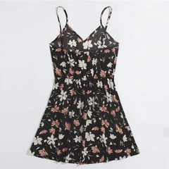 Spaghetti Strap Sleeveless High Waist Boho Short Flared Dresses