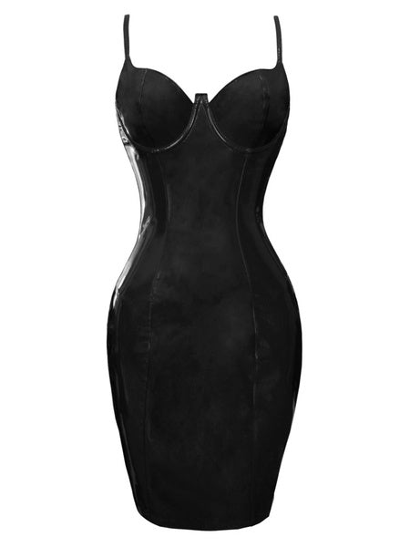 Spaghetti Strap Sleeveless PVC Bodycon Dress