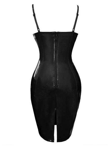 Spaghetti Strap Sleeveless PVC Bodycon Dress