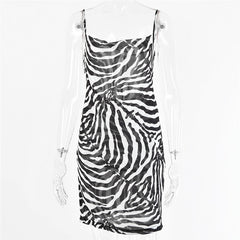 Spaghetti Strap Zebra Print Dress