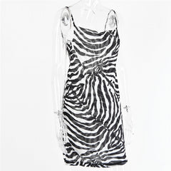 Spaghetti Strap Zebra Print Dress