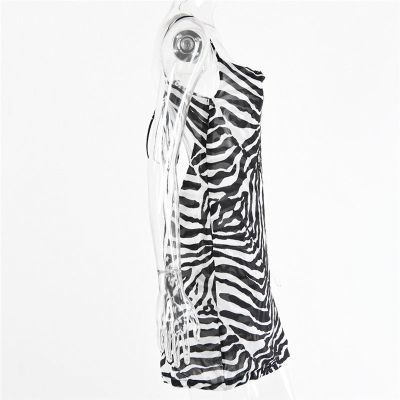 Spaghetti Strap Zebra Print Dress