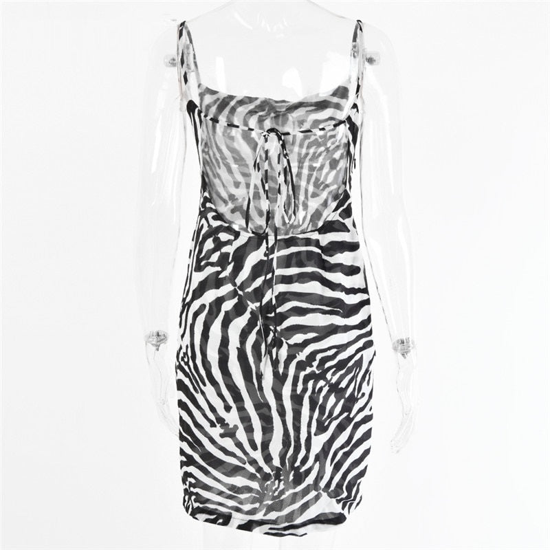 Spaghetti Strap Zebra Print Dress