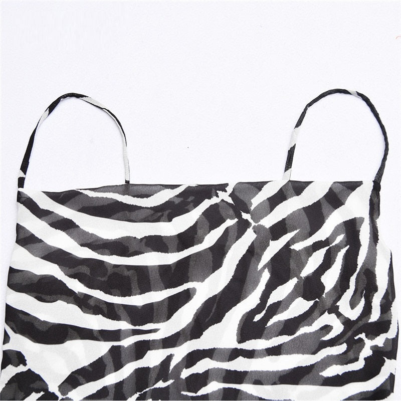 Spaghetti Strap Zebra Print Dress