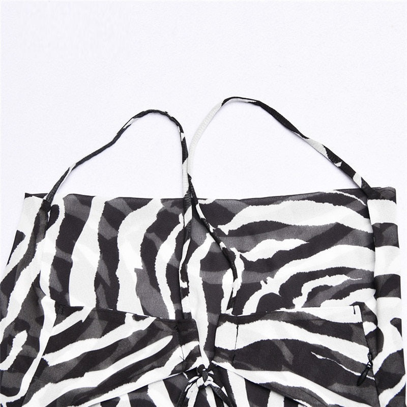 Spaghetti Strap Zebra Print Dress