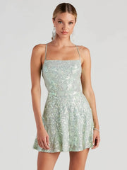 Sparkling Sequins Mini Dress Women Sleeveless Slim Bodycon Backless Dresses