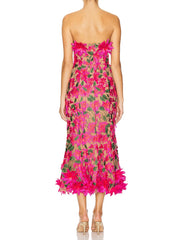 Spliced Appliques Strapless Sleeveless High Waist Temperament Dress