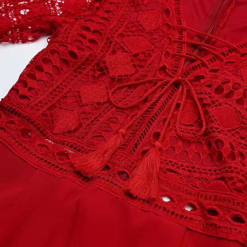 Casual Long Sleeve Ruffle Patchwork Chiffon A Line Mini Dress