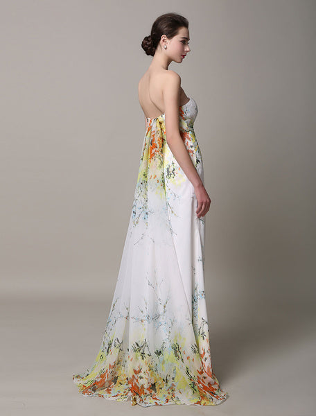 Split Strapless Silk Like Satin Prom Dress