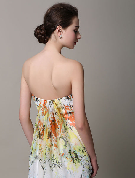 Split Strapless Silk Like Satin Prom Dress