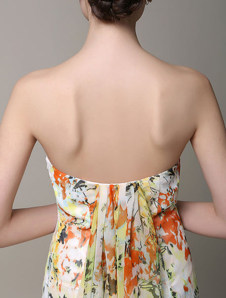 Split Strapless Silk Like Satin Prom Dress