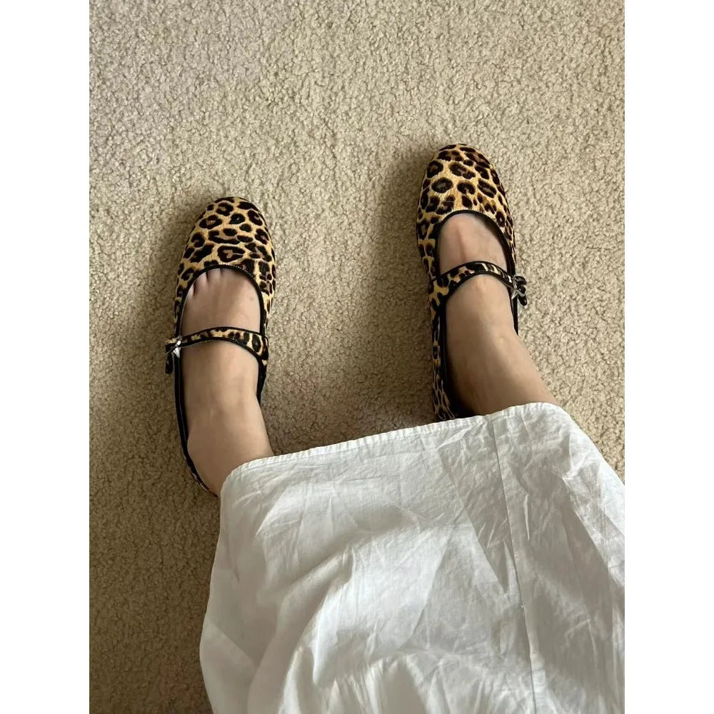 Spring Autumn Loafers Circle Velvet Mary Jane Ballet Flats Shoes