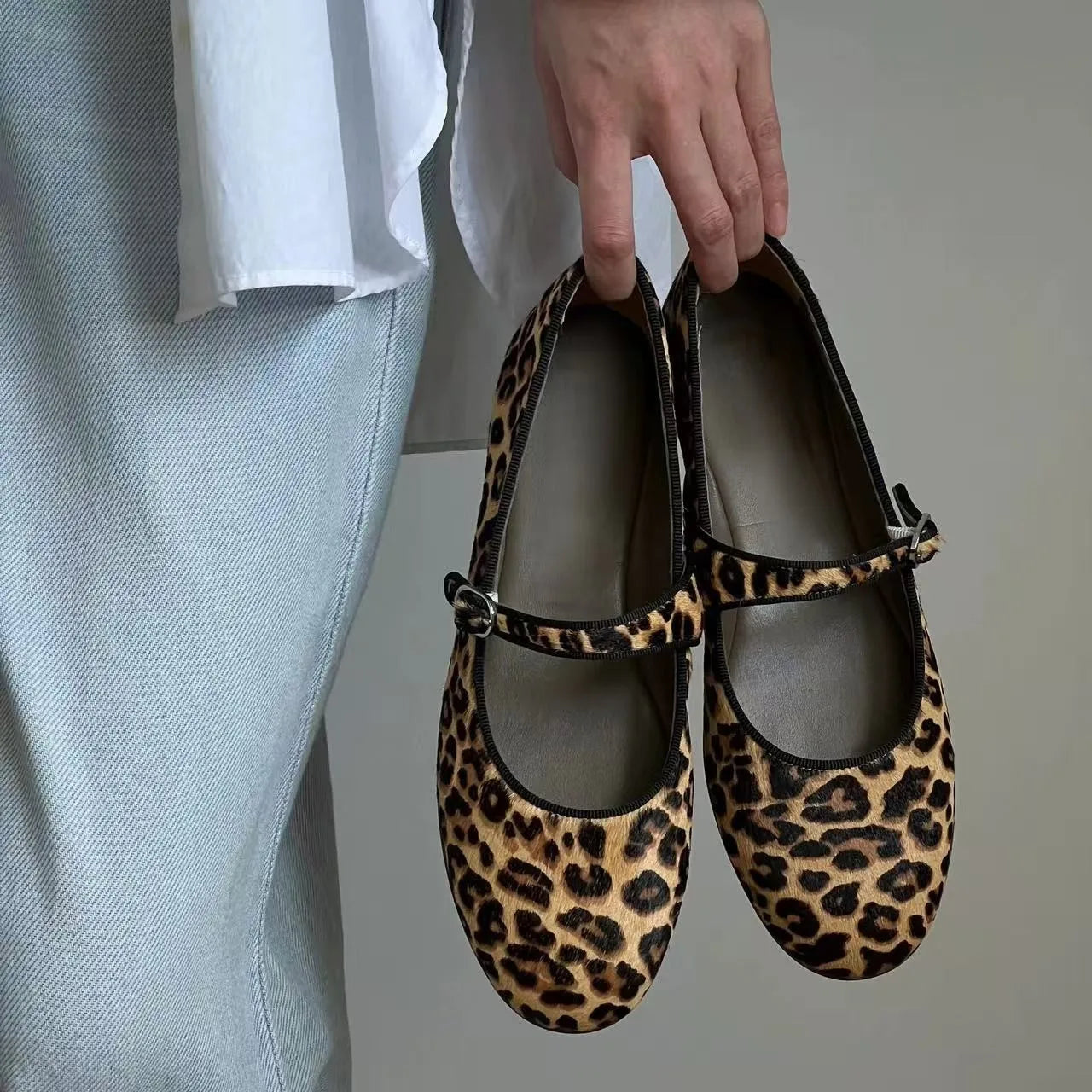 Spring Autumn Loafers Circle Velvet Mary Jane Ballet Flats Shoes