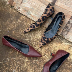 Spring Design Leopard Print Pumps Pointed Toe Thin Low Heel