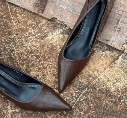 Spring Design Leopard Print Pumps Pointed Toe Thin Low Heel