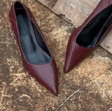 Spring Design Leopard Print Pumps Pointed Toe Thin Low Heel