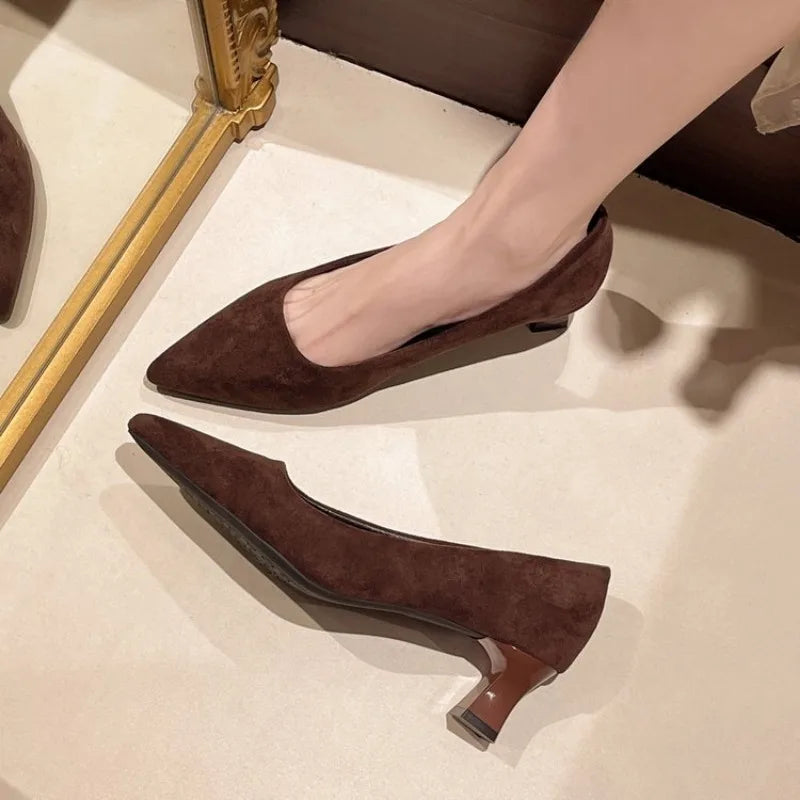 Spring Design Leopard Print Pumps Plus Size Pointed Toe Thin Low Heel