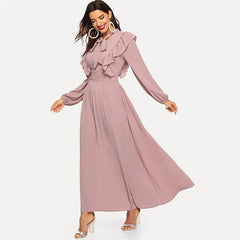 Spring Solid Elegant Maxi Dresses