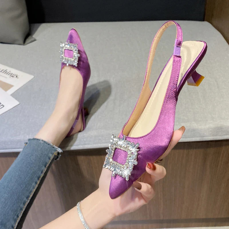 Square Buckle Back Hollow Stiletto Heel