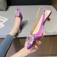 Square Buckle Back Hollow Stiletto Heel