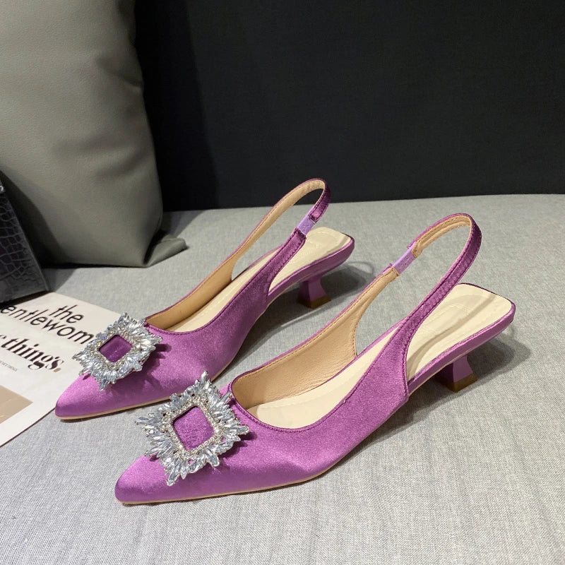 Square Buckle Back Hollow Stiletto Heel