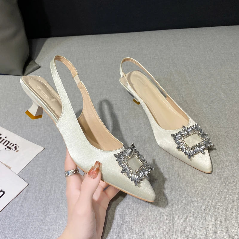 Square Buckle Back Hollow Stiletto Heel